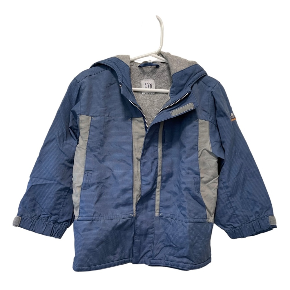 Gap Blue and Grey Raincoat Windbreaker with Fleece Lining Size 4 - Picture 2 of 5